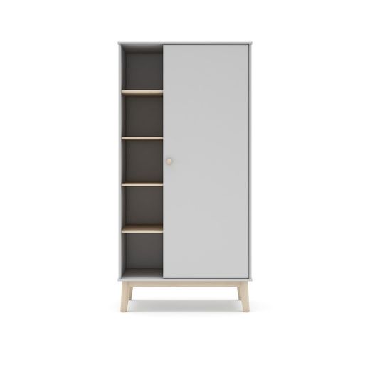 Armadio, 90 x 52 x 181 cm, in legno di pino bianco e naturale | Collezione Esteban