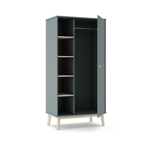 Armadio, 90 x 52 x 181 cm, in legno di pino verde e naturale | Collezione Esteban