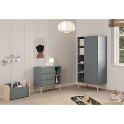 Armadio, 90 x 52 x 181 cm, in legno di pino verde e naturale | Collezione Esteban