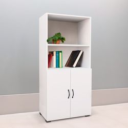 Armadio con 2 ante, 60 x 32 x 143 cm, in legno MDF bianco | Collezione Atenas