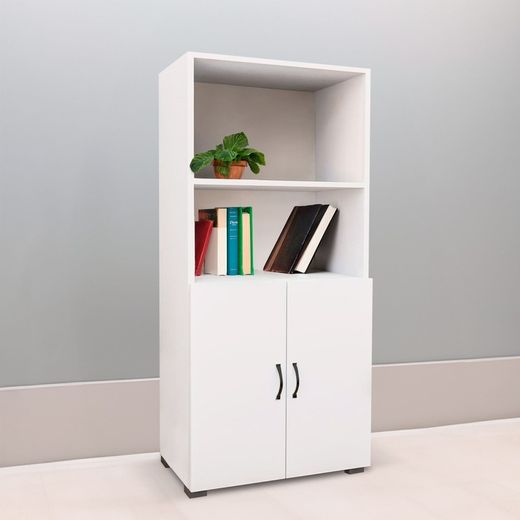 Armadio con 2 ante, 60 x 32 x 143 cm, in legno MDF bianco | Collezione Atenas