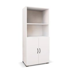 Armário com 2 portas, 60 x 32 x 143 cm, de madeira MDF branca | Coleção Atenas