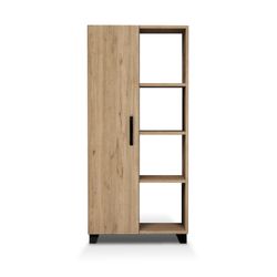 Armário de 1 porta, 60 x 32 x 128 cm, em madeira MDF natural | Coleção Larisa