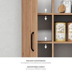 Armário de 1 porta, 60 x 32 x 128 cm, em madeira MDF natural | Coleção Larisa