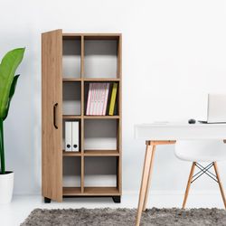 Armário de 1 porta, 60 x 32 x 128 cm, em madeira MDF natural | Coleção Larisa