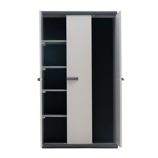 Armario de Jardín Gardiun Tavira 94x39x167 cm en PVC - 3 Puertas, 3 Baldas Regulables, Escobero, Ideal para Interior y Exterior