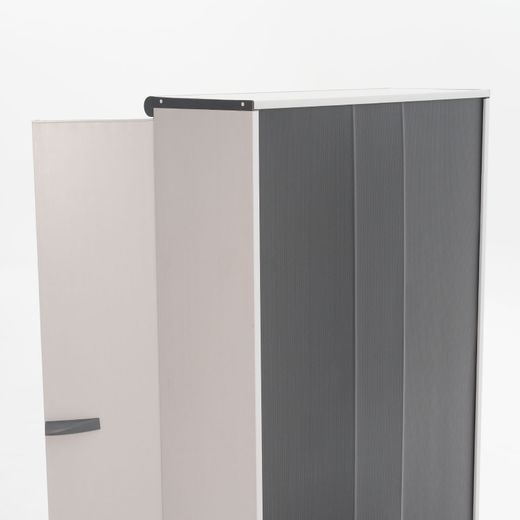 Armario de Jardín Gardiun Tavira 94x39x167 cm en PVC - 3 Puertas, 3 Baldas Regulables, Escobero, Ideal para Interior y Exterior