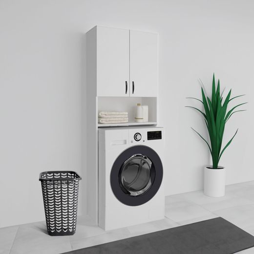 Armario Multiusos CATTERHOUSE Atenas 182, 65x32x182 cm, en MDF y Melamina – Mueble Alto para Lavadora, Diseño Moderno y Funcional