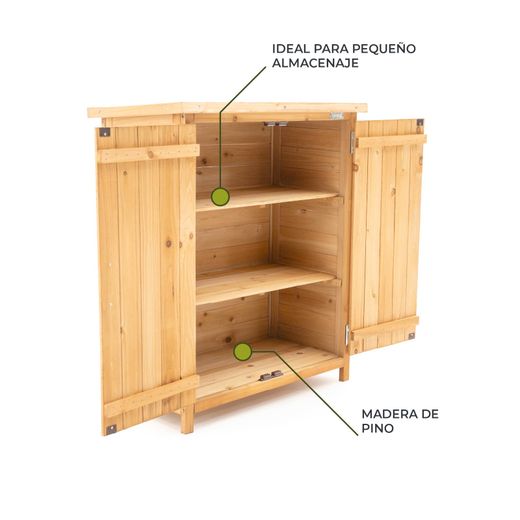 Armario Multiusos para Jardín Gardiun Abby 40x75x90 cm en Madera con 2 Capas de Pintura Impermeable, Patas y Suelo Incluidos – Almacenamiento Exterior Resistente y Duradero
