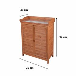 Armario Multiusos para Jardín Gardiun Ally 75x40x94 cm en Madera de Abeto Tratada con Pintura Ecológica y Encimera de Acero Galvanizado – Almacenamiento Exterior Resistente y Estilo Natural