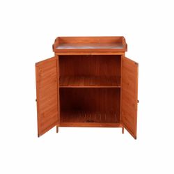 Armario Multiusos para Jardín Gardiun Ally 75x40x94 cm en Madera de Abeto Tratada con Pintura Ecológica y Encimera de Acero Galvanizado – Almacenamiento Exterior Resistente y Estilo Natural