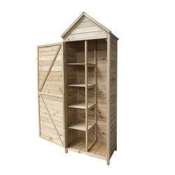 Armario Multiusos para Jardín Gardiun Candy 35x70x177 cm en Madera con Puerta Abatible, Cerrojo y Cubierta de Acero Galvanizado – Almacenamiento Exterior Resistente y Práctico