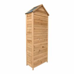 Armario Multiusos para Jardín Gardiun Candy 35x70x177 cm en Madera con Puerta Abatible, Cerrojo y Cubierta de Acero Galvanizado – Almacenamiento Exterior Resistente y Práctico