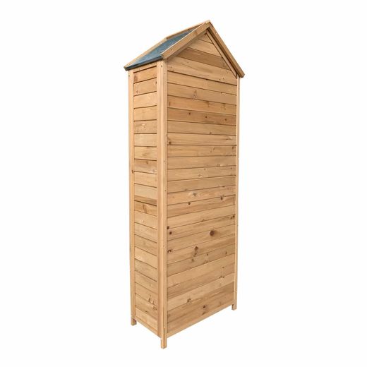 Armario Multiusos para Jardín Gardiun Candy 35x70x177 cm en Madera con Puerta Abatible, Cerrojo y Cubierta de Acero Galvanizado – Almacenamiento Exterior Resistente y Práctico