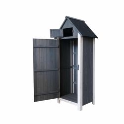 Armario Multiusos para Jardín Gardiun Kylie Gray 54x77x179 cm en Madera con Puerta Abatible y Cubierta Asfáltica – Almacenamiento Exterior Resistente y Estilo Moderno