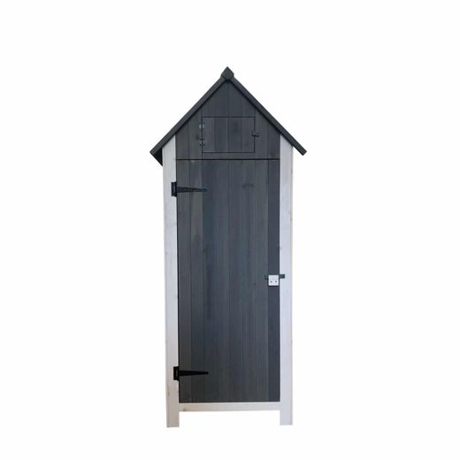 Armario Multiusos para Jardín Gardiun Kylie Gray 54x77x179 cm en Madera con Puerta Abatible y Cubierta Asfáltica – Almacenamiento Exterior Resistente y Estilo Moderno