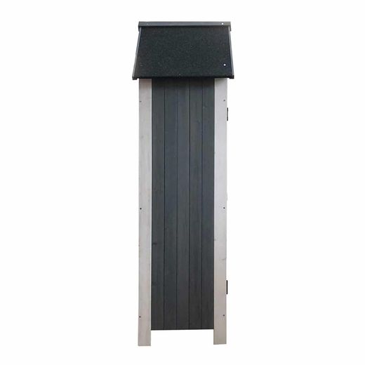 Armario Multiusos para Jardín Gardiun Kylie Gray 54x77x179 cm en Madera con Puerta Abatible y Cubierta Asfáltica – Almacenamiento Exterior Resistente y Estilo Moderno