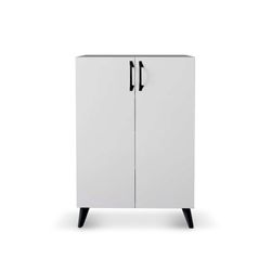 Armario Multiusos Zapatero CATTERHOUSE Rodas Blanco 60x33x87 cm - 2 Puertas y 3 Baldas Ajustables, Diseño Moderno y Funcional para Entrada o Dormitorio