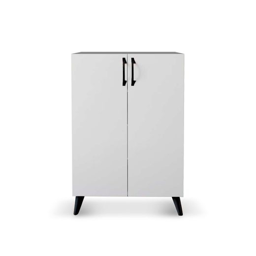 Armario Multiusos Zapatero CATTERHOUSE Rodas Blanco 60x33x87 cm - 2 Puertas y 3 Baldas Ajustables, Diseño Moderno y Funcional para Entrada o Dormitorio