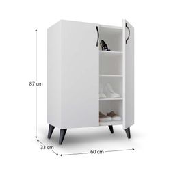 Armario Multiusos Zapatero CATTERHOUSE Rodas Blanco 60x33x87 cm - 2 Puertas y 3 Baldas Ajustables, Diseño Moderno y Funcional para Entrada o Dormitorio
