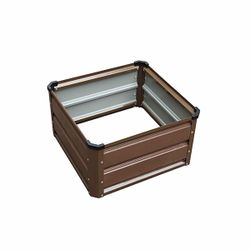 Arriate de Jardín en Acero Galvanizado Gardiun Grove Cuber 50x50x26 cm - Paneles Metálicos para Jardinera en Suelo, Forma Cuadrada, Color Marrón
