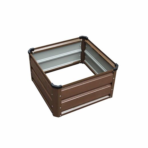 Arriate de Jardín en Acero Galvanizado Gardiun Grove Cuber 50x50x26 cm - Paneles Metálicos para Jardinera en Suelo, Forma Cuadrada, Color Marrón