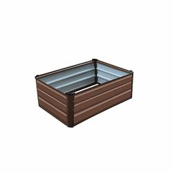 Arriate de Jardín en Acero Galvanizado Gardiun Grove Cuber III 50x30x38 cm - Paneles Metálicos para Jardinera en Suelo, Forma Rectangular, Color Marrón, Resistente y Duradero para Tu Huerto o Jardín