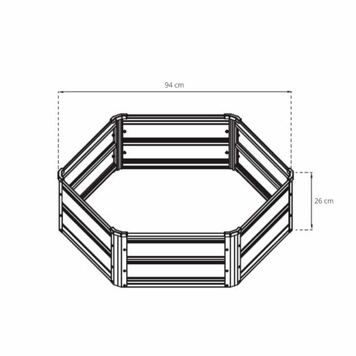 Arriate de Jardín Octogonal Gardiun Grove Hex I en Acero Galvanizado 94x94x26 cm - Paneles Metálicos para Jardinera en Suelo, Color Marrón