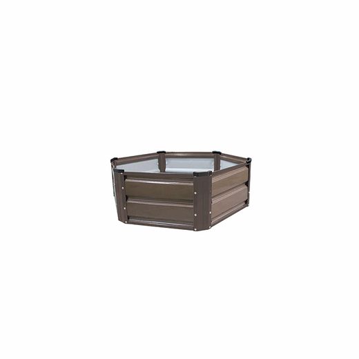 Arriate de Jardín Octogonal Gardiun Grove Hex II en Acero Galvanizado 124x124x26 cm - Paneles Metálicos para Jardinera en Suelo, Color Marrón