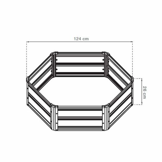 Arriate de Jardín Octogonal Gardiun Grove Hex II en Acero Galvanizado 124x124x26 cm - Paneles Metálicos para Jardinera en Suelo, Color Marrón