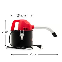 Aspirapolvere per cenere, 20 x 24 x 24 cm, in metallo e plastica nero e rosso | Collezione Adriano