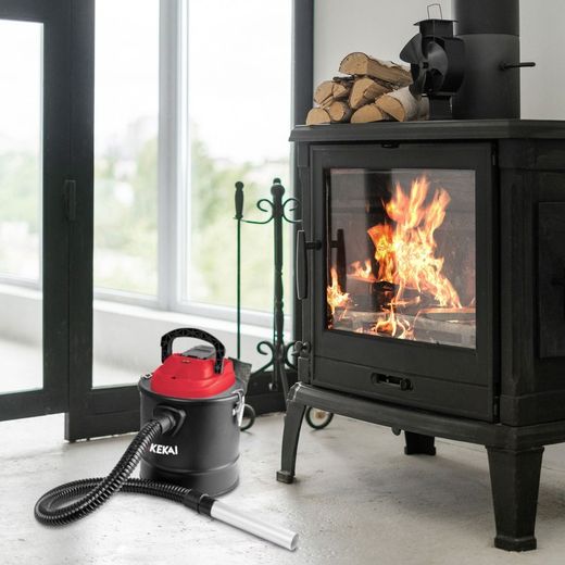 Aspirapolvere per cenere, 27 x 20 x 31 cm, in metallo e plastica nero e rosso | Collezione Graciano