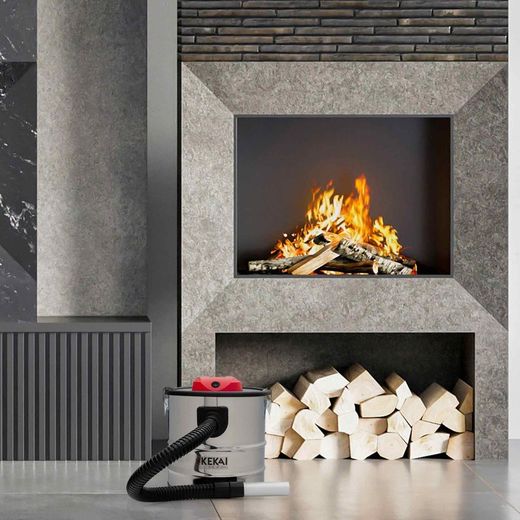 Aspirapolvere per cenere, 30 x 30 x 33,5 cm, in acciaio bianco, nero e rosso | Collezione Trajano