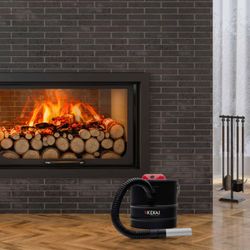Aspirapolvere per cenere, 30 x 30 x 33,5 cm, in acciaio nero e rosso | Collezione Trajano