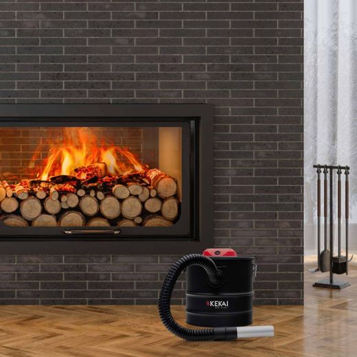 Aspirapolvere per cenere, 30 x 30 x 33,5 cm, in acciaio nero e rosso | Collezione Trajano