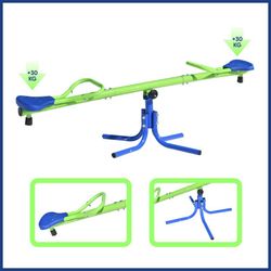 Giostra per bambini, 151 x 33 x 56 cm, in metallo e PVC blu e verde | Collezione Up & Down