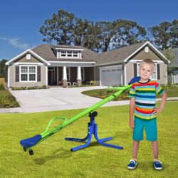 Giostra per bambini, 151 x 33 x 56 cm, in metallo e PVC blu e verde | Collezione Up & Down