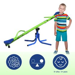 Giostra per bambini, 151 x 33 x 56 cm, in metallo e PVC blu e verde | Collezione Up & Down