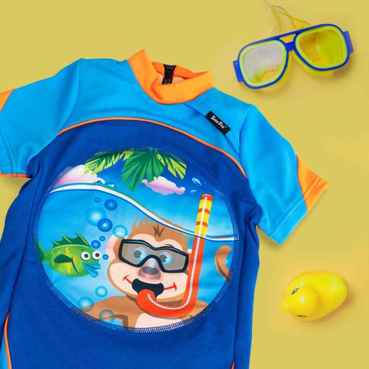 Bañador infantil de aprendizaje K2O azul, 2-3 años, con cámaras hinchables y UPF 50+