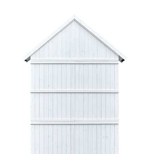 Banco Arcón Exterior Gardiun Chloe Blanco 147x76x225 cm con Marquesina y Tejado de Tela Asfáltica | Protección UV | Certificado FSC-REACH | Almacenamiento al Aire Libre Resistente