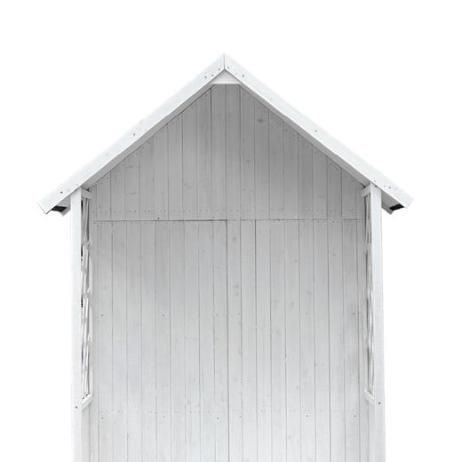 Banco Arcón Exterior Gardiun Chloe Blanco 147x76x225 cm con Marquesina y Tejado de Tela Asfáltica | Protección UV | Certificado FSC-REACH | Almacenamiento al Aire Libre Resistente