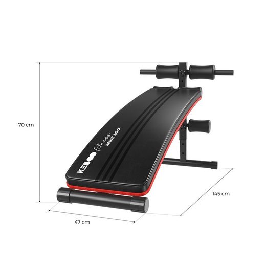 Banco de abdominales, 145 x 47 x 70 cm, de acero, pvc y espuma en negro | Colección Serie 300