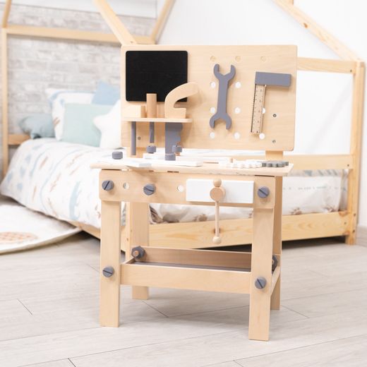 Banco de herramientas Montessori Robincool con accesorios, madera ecológica, +3 años