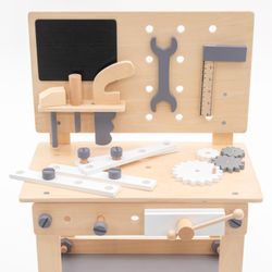 Banco de herramientas Montessori Robincool con accesorios, madera ecológica, +3 años