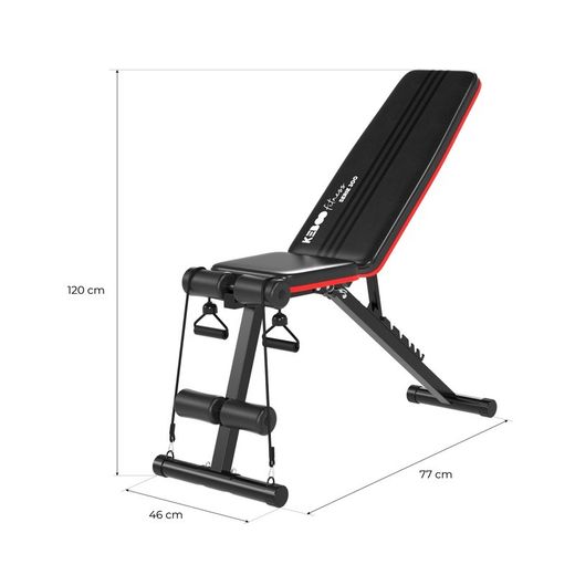 Banco de musculación, 129,5 x 45 x 118 cm, de acero, pvc y espuma en negro | Colección Serie 500