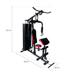 Banco multifunzione per allenamento, 180 x 220 x 227 cm, in acciaio nero | Collezione Serie 900
