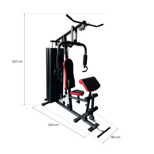 Banco multifunzione per allenamento, 180 x 220 x 227 cm, in acciaio nero | Collezione Serie 900