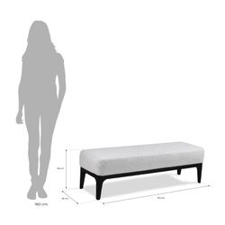 Banco de Pie de Cama Descalzador Tapizado Delft Pärumm Gris Perla 153x46x46 cm