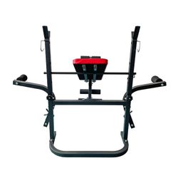 Banco fitness de entrenamiento completo, 156,5 x 140 x 114 cm, de acero, pvc y espuma en negro | Colección Serie 700