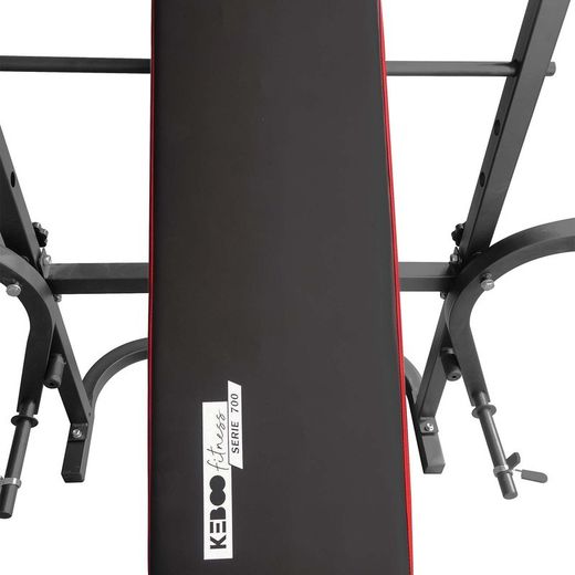 Banco fitness de entrenamiento completo, 156,5 x 140 x 114 cm, de acero, pvc y espuma en negro | Colección Serie 700